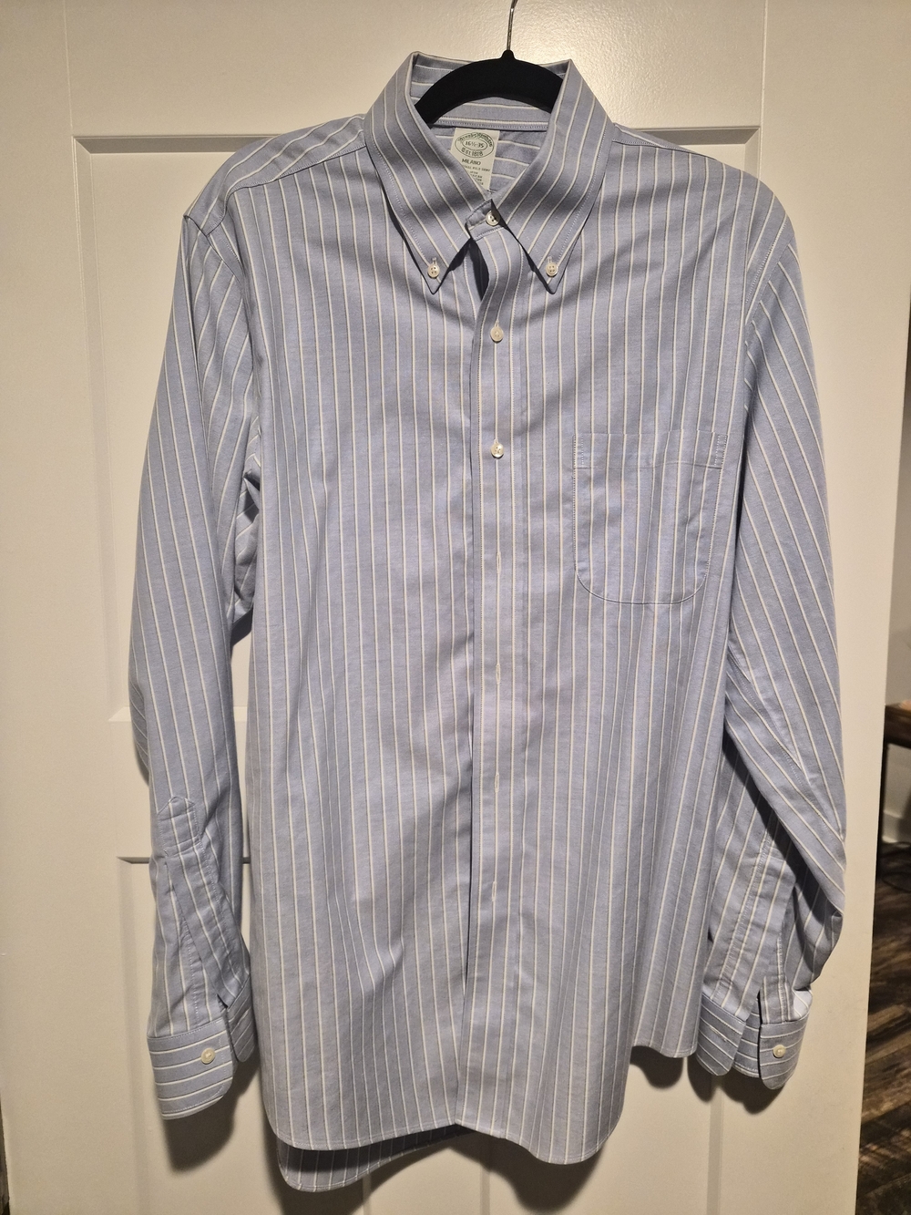 Brooks Brothers Light Blue and White Striped Button-Down Shirt